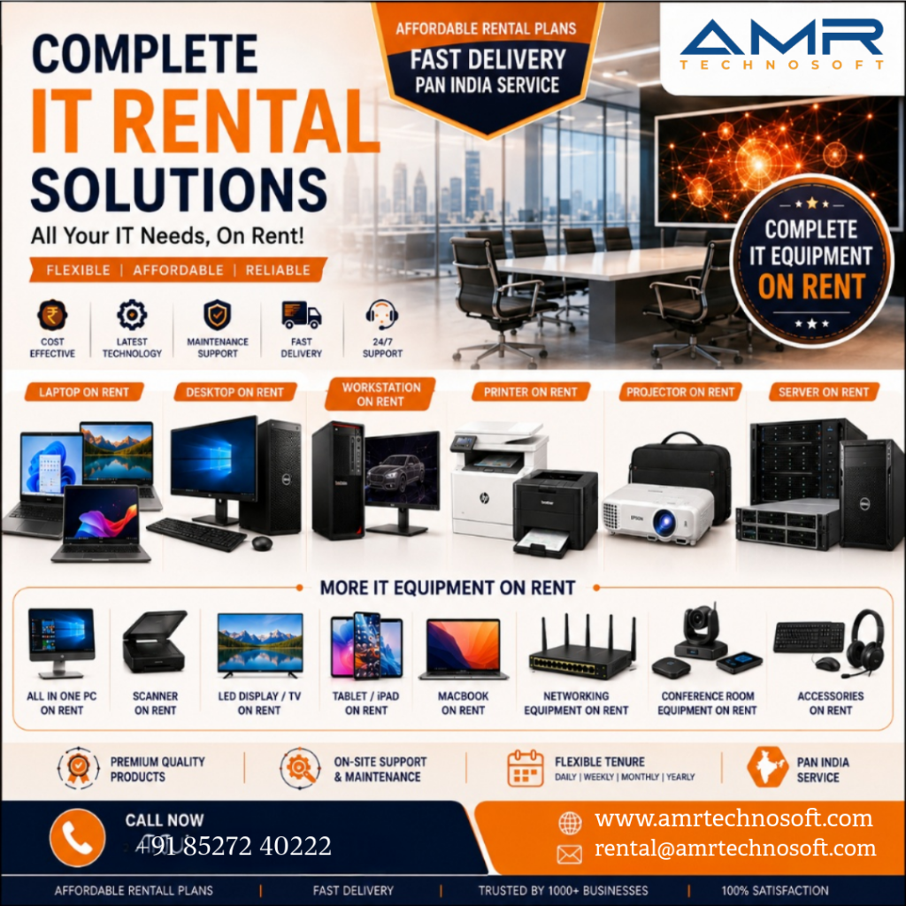 leading IT rental equipment solution for Laptop on rent, desktop on rent, printer on rent and many more